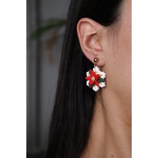 Gizy Store Polimer Kil El Yapımı Kar Tanesi Poinsettia Atatürk Çiçeği Noel Yeni Yıl Hediyesi Kadın Beyazküpe Kış Küpesi