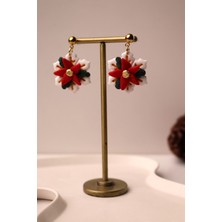 Gizy Store Polimer Kil El Yapımı Kar Tanesi Poinsettia Atatürk Çiçeği Noel Yeni Yıl Hediyesi Kadın Beyazküpe Kış Küpesi