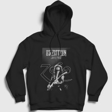 Presmono Unisex Siyah Jimmy Page LED Zeppelin Kapüşonlu Sweatshirt