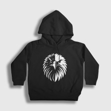 Presmono Unisex Çocuk Siyah Kartal Kafası Kartallı Siyah Beyaz Hediye Kapüşonlu Sweatshirt
