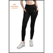 Miss Maral Kadın Siyah Yüksek Bel Toparlayıcı Çift Cepli Spor Tayt Bilek Boy Slim Fit Görünüm 1057