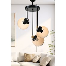 Dede Üçlü Nero Modern Avize Bal Glop Camlı