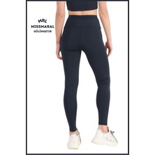 Miss Maral Kadın Lacivert Yüksek Bel Toparlayıcı Çift Cepli Spor Tayt Bilek Boy  Slim Fit Görünüm 1057