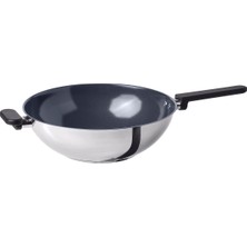 Wok Tava, Yapışmaz Kaplama-Paslanmaz Çelik, 32 cm