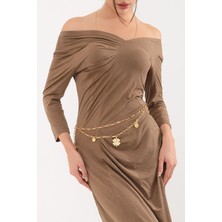 Pınkmark Kadın Gold Yoncalı Sallantılı Zincir Kemer PMKM25739