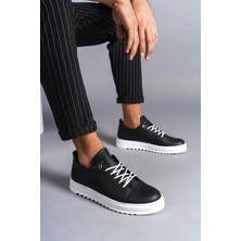 Aradım Taradım SLW152 Cool Bağcıklı Cilt Erkek Günlük Spor Klasik Ayakkabı Bt Siyah
