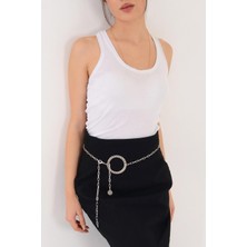 Pınkmark Kadın Gümüş Halkalı Sallantılı Zincir Kemer PMKM25736