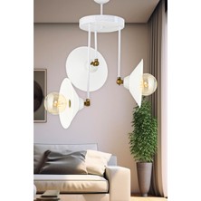 Dede Üçlü Blanco Modern Avize Beyaz Şapkalı
