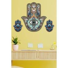 UNT Ahşap Hamsa Fatma Ana Bereket Eli Duvar Süsü Tablo Seti