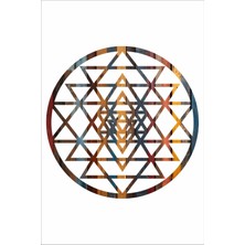 UNT Yaşam Çiçeği, Sri Yantra, Torus ve Yin Yang 4'lü Set Duvar Tablosu