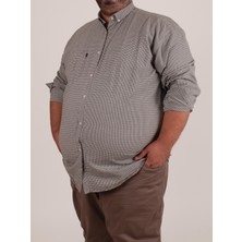 Boldman Büyük Beden Big Size Battal Erkek Yeşil Kareli Tek Cepli Uzun Kollu Gömlek %100 Pamuk