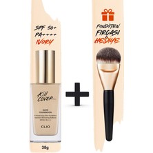 Yoğun Işıltılı&Kapatıcı Fondöten Fırça Set CLIO Kill Cover Glow Foundation Spf50+PA++++ 2.5/Ivory