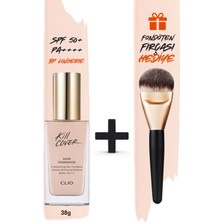 Yoğun Işıltılı&Kapatıcı Fondöten Fırça Set CLIO Kill Cover Glow Foundation SPF50+PA++++ 2Bp/Lingerie