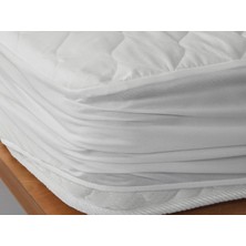 Pamuk Polyester Sıvı Geçirmez Tek Kişilik Yatak Koruyucu Alez Beyaz