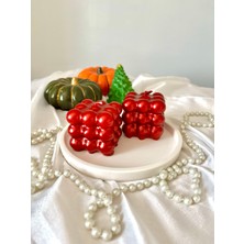 Sanat Perisi Kırmızı Parlak Bubble 2’Li Set Hediyelik Dekoratif Mum Seti