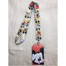 Pembe Mickey Mouse Boyun Askısı ve Dik Kartlık