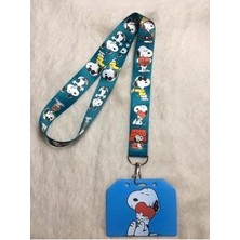 Mavi Snoopy Boyun Askısı ve Yan Kartlık
