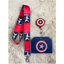 Kaptan Amerika Boyun Askısı Yoyo ve Kartlık Set