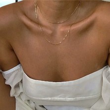 Sjour 2li Snake & Italyan Zincir 14 Ayar Altın Kaplama Çelik Kolye