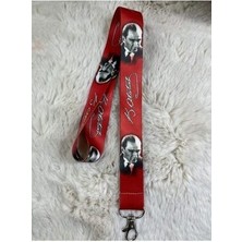 Kırmızı Atatürk Silüet Boyun Askısı