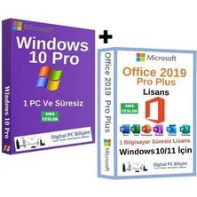Windows 10 Pro Lisans Süresiz Artı Office 2019 Lisans-Kurulum Rehberi-Sms Teslim