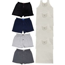 Erkek 4 Adet Penye Boxer 4 Adet Atlet-8li Paket Tutku