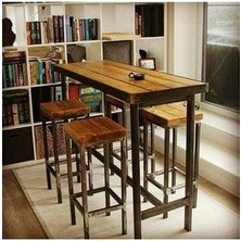 Limon Ahşap Bar Masası ve Bar Taburesi Takımı