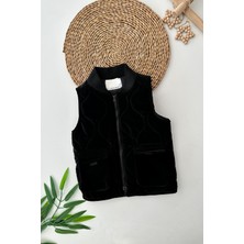 Miniğimin Cicileri Süet Şişme Unisex Çocuk yelek - Siyah