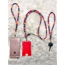 Gökkuşağı Otantik Kart-Telefon Boyun Askısı (Klipsiz Tek Parça ) ve Anahtalık Set2