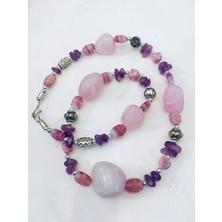 Aşk Sağlık .mutluluk Kolyesi Akik Pembe Kuvars