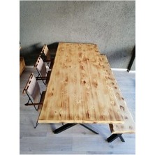 Ahşap Kütük Yemek Masası 80 x 60 cm Doğal Eskitme