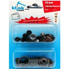 Klinkshop 10 mm Çekiçle Uygulama Aparatları ve Siyah Renk 15 Adet Çıtçıt Kiti - Paslanmaz Pirinç