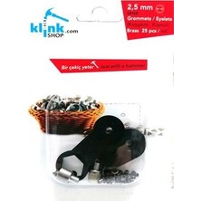 Klinkshop KLİNKSHOP Kuşgözü 2,5 mm Kendin Yap Kiti. Bez Bebek Ayakkabısı ve Küçük Ölçekli Ürünler İçin Çekiçle Uygulama Aparatları ve 25 Adet Antiksarı Kuşgözü Takım-Paslanmaz Pirinç