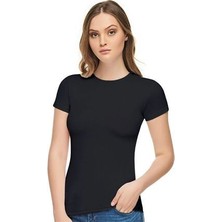 Kadın Siyah Pamuklu Likralı Sıfır Yaka Atlet Fanila 3'lü