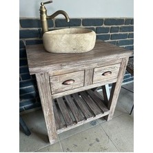 Retron Atölye Woodworks Rustik Tarz Masif Banyo Dolabı Dresuar