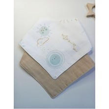 Müslin Bebek Mama Önlüğü Salya Önlüğü 2'li Bebek Yaka Set (Çift Katlı Çift Çıtçıtlı )
