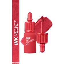 Yüksek Pigmentli, Kadife Görünümlü Gün Boyu Kalıcı Tint PERIPERA Ink Velvet (21 Vitality Coral Red)