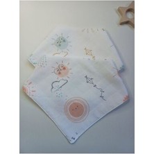 Müslin Bebek Mama Önlüğü Salya Önlüğü 2'li Bebek Yaka Set (Çift Katlı Çift Çıtçıtlı )