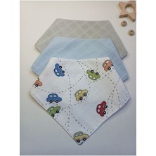 Müslin Bebek Mama Önlüğü Salya Önlüğü 3'lü Bebek Yaka Set (Çift Katlı Çift Çıtçıtlı )