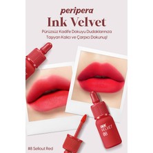 Yüksek Pigmentli, Kadife Görünümlü, Gün Boyu Kalıcı Tint PERIPERA Ink Velvet (8 Sellout Red)