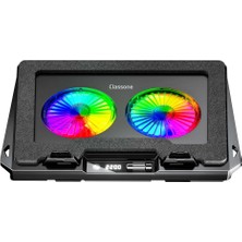 Classone GT102 Gaming Laptop Soğutucu, 2200RPM , Rgb Işıklı , LED Display , Notebook Soğutucu Stand