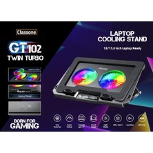 Classone GT102 Gaming Laptop Soğutucu, 2200RPM , Rgb Işıklı , LED Display , Notebook Soğutucu Stand