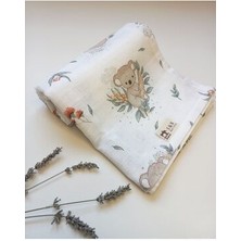 Koala Desenli 75×90 Çok Amaçlı Müslin Bebek Örtü