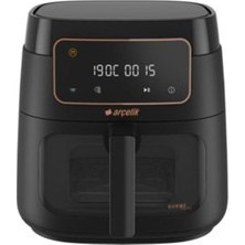 Arçelik Airfryer Yağsız Fritöz, 7.6 Lt 1750 W Cam Sepet, 9 Otomatik Program LED Ekran, Siyah