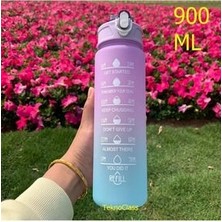 Wanderlust Özel Üretim Çift Renk Ölçü Baskılı Motivasyon Sağlıklı Plastik Su Şişesi Ikili Set 900 ml +300 ml