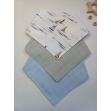 Müslin Bebek Mama Önlüğü Salya Önlüğü 3'lü Bebek Yaka Set (Çift Katlı Çift Çıtçıtlı )