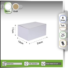 Oğuz Ambalaj E-Ticaret Kutusu Beyaz 24X16X11 cm -25 Adet