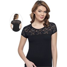 Belinay 1083 Kısa Kollu Dantelli Atlet Beyaz