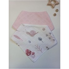 Müslin Bebek Mama Önlüğü Salya Önlüğü 2'li Bebek Yaka Set (Çift Katlı Çift Çıtçıtlı )