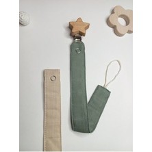 Ahşap Klipsli Emzik Askısı Emzik Zinciri 2'li Set